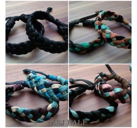 handmade mix color leather hemp bracelets 